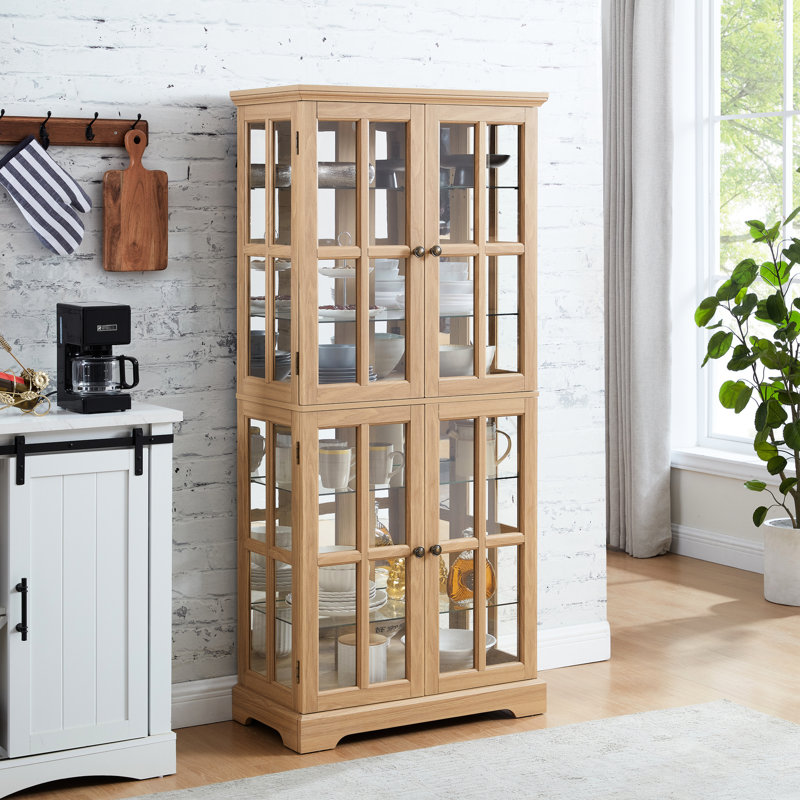 Stunning Antique Showcase With Adjustable Shelves And Treasures Exhibit Vintage Style Curio Cabinet Decorative Edge Enhancement