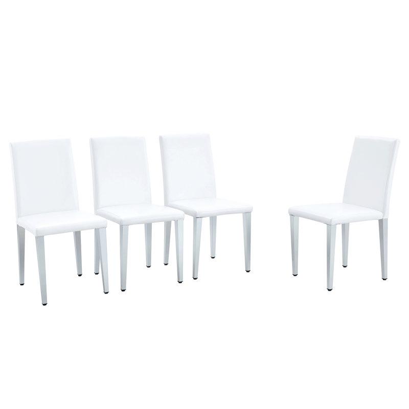 Set Of 2 Black PU Backrest Chairs With Silver Metal Legs: They Are Ideally Suited For Minimalist And Contemporary Home Styles, With Dimensions Of 