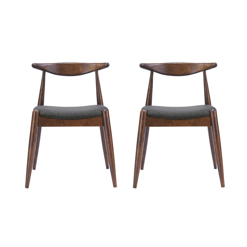 Ensemble de 2 chaises de salle à manger avec dossier ergonomique et coussins de confort, Gris anthracite, Walnut
