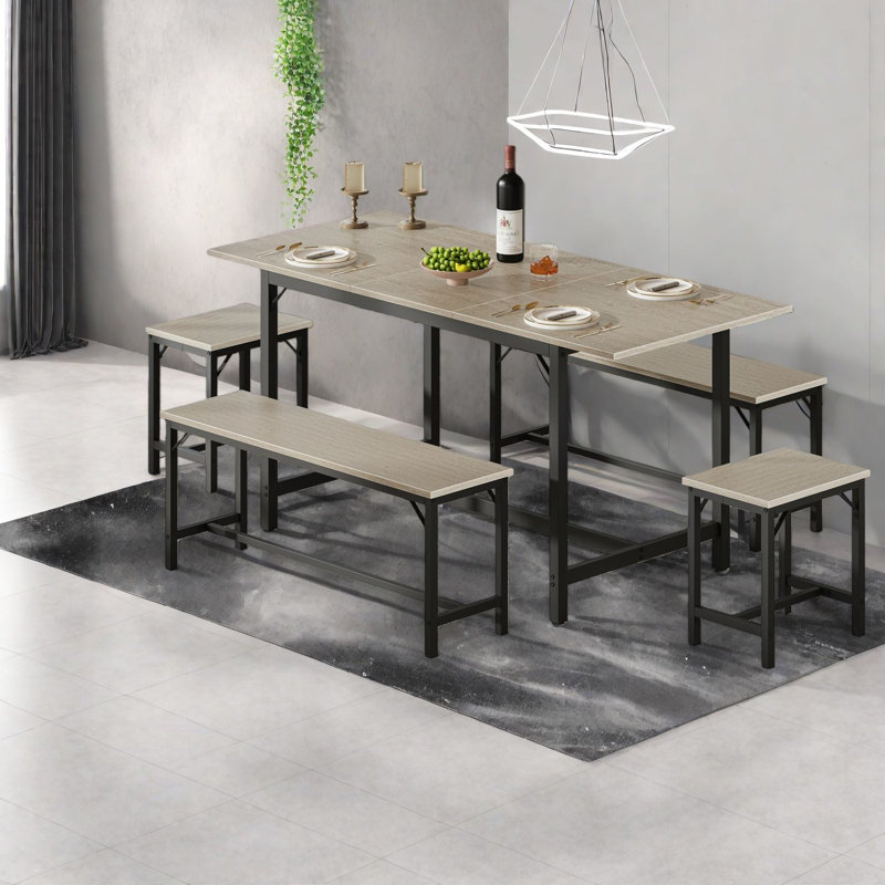 Ensembles de table de salle à manger extensible (doit inclure la table et la chaise), cuisine moderne en bois et métal