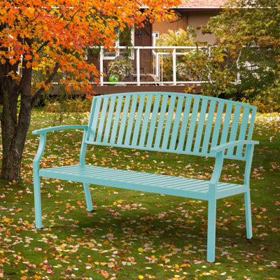 52"W Modern 3-Person Outdoor Bench -Patio Bench Garden Bench