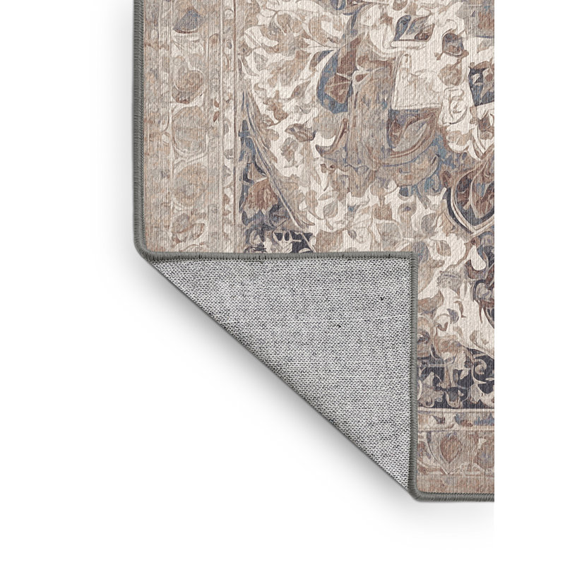 Machine Washable Gray Area Rug, Square 5'
