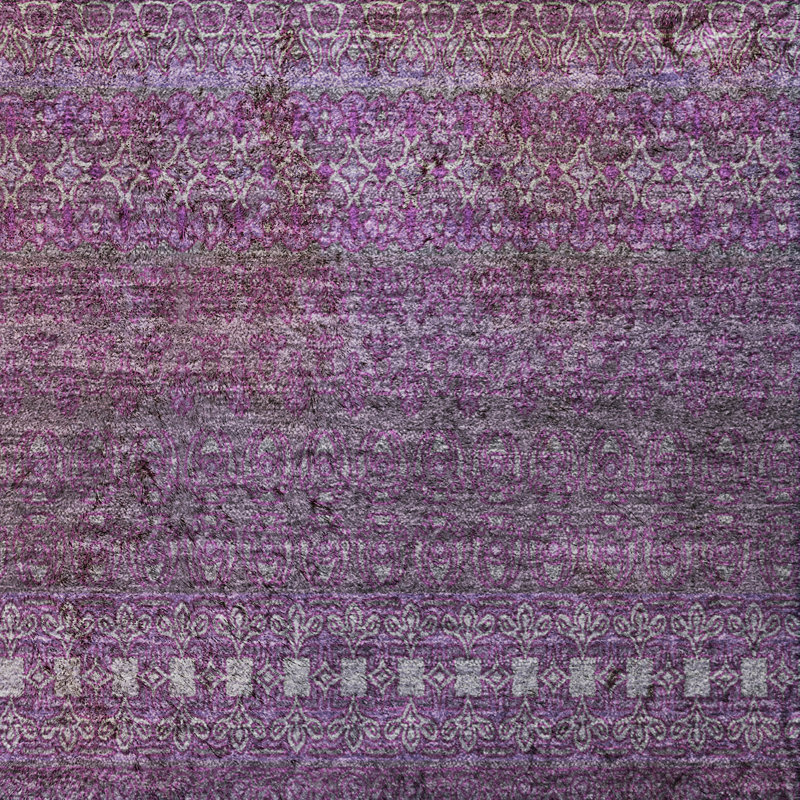 Premium Machine Washable Dream Shag ADS527 Striped Rug, 3' x 5', Eggplant