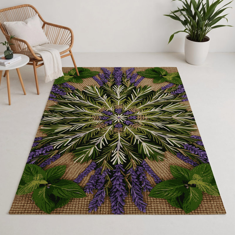 Tapis d'intérieur et d'extérieur brun Botanical, Rectangle 5 pi x 7 pi