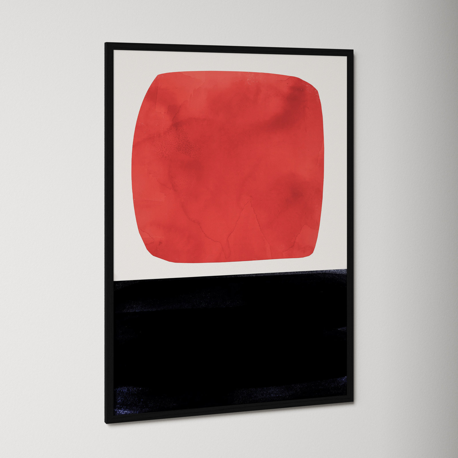 Boxed-Red by Aoibhne Hogan, 35.5" H x 25.5" W x 0.75" D, Black Wood Grain Paper
