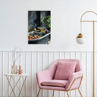 Alligator Luxury Bath Elegant Whimsical Contemporary Alligator Crocodile Fruit Nature Wall Art