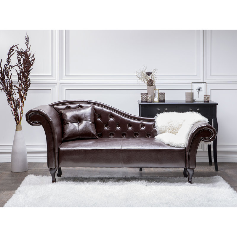 Charlemont Faux Leather Chaise Lounge, Brown