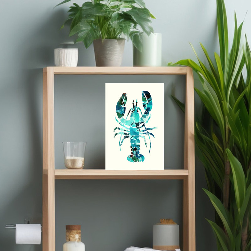 Art mural abstrait homard abstrait vibrant, H 18 po x l 12 po