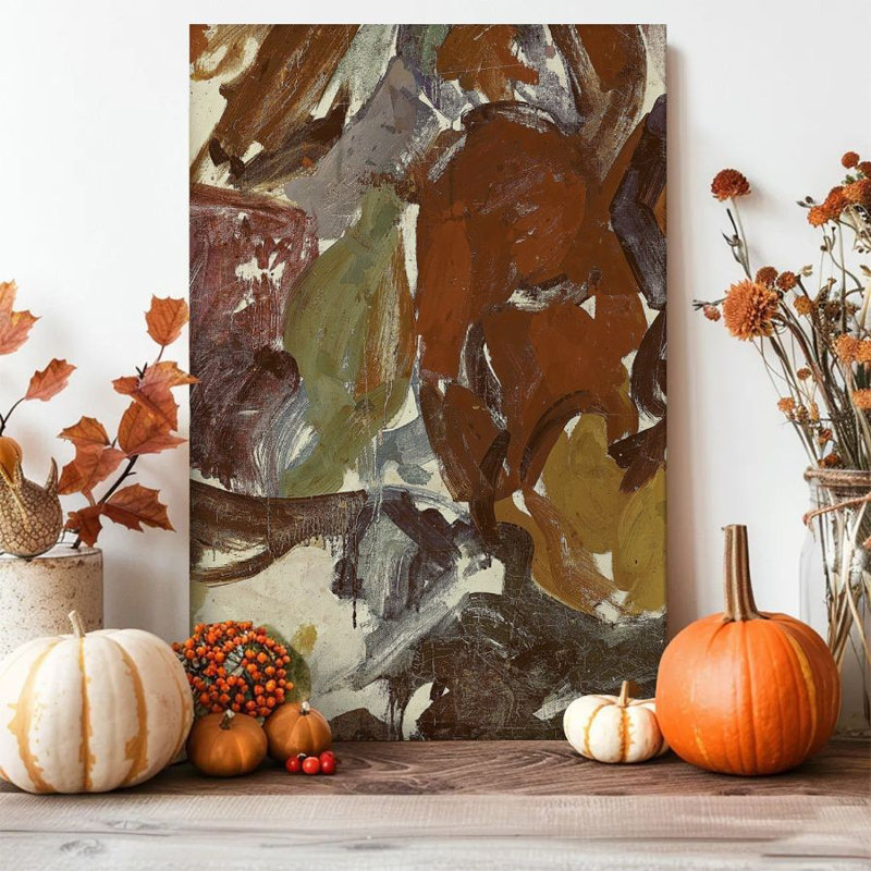 1 PC encadré, art abstrait, peinture sur toile, tons terreux, impression de style expressionniste, affiche murale rétro, cadeau parfait pour une œuvre d'art moderne pour le salon de la chambre à coucher