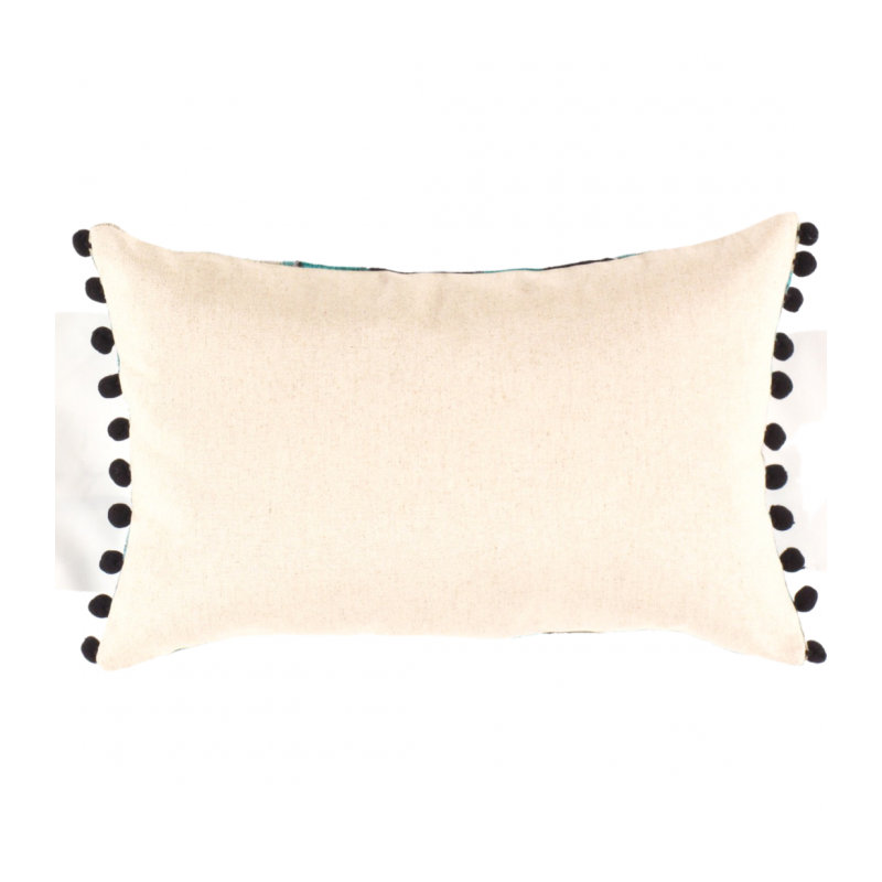Coussin en velours réversible, Noir / bleu clair / ivoire