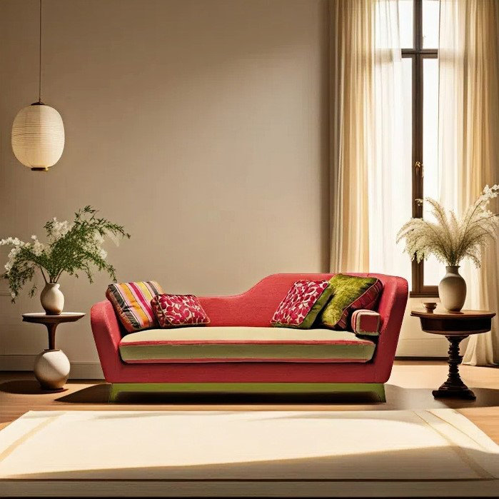 Fashion casual creative elegant lazy chaise lounge, Yellow, Right Hand Facing, Yellow/Watermelon Red