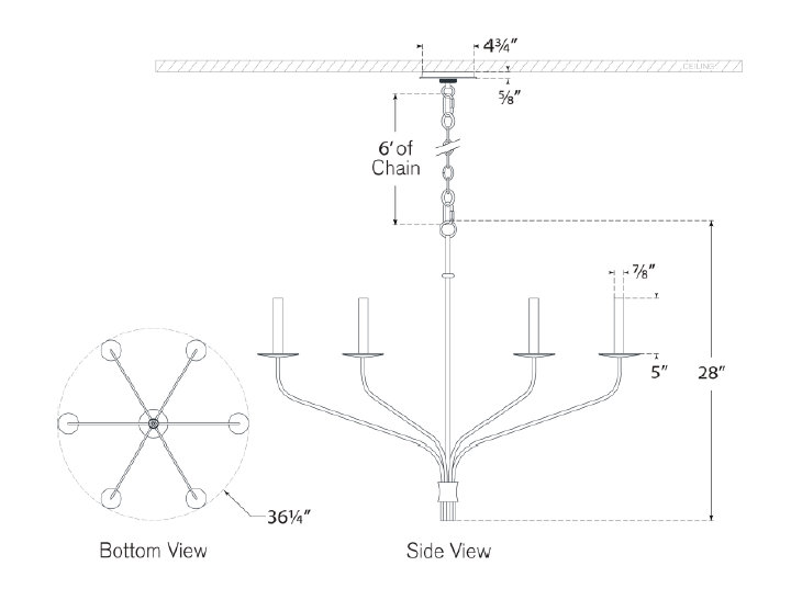 Ian K. Fowler Belfair Large Chandelier, Gilded Iron