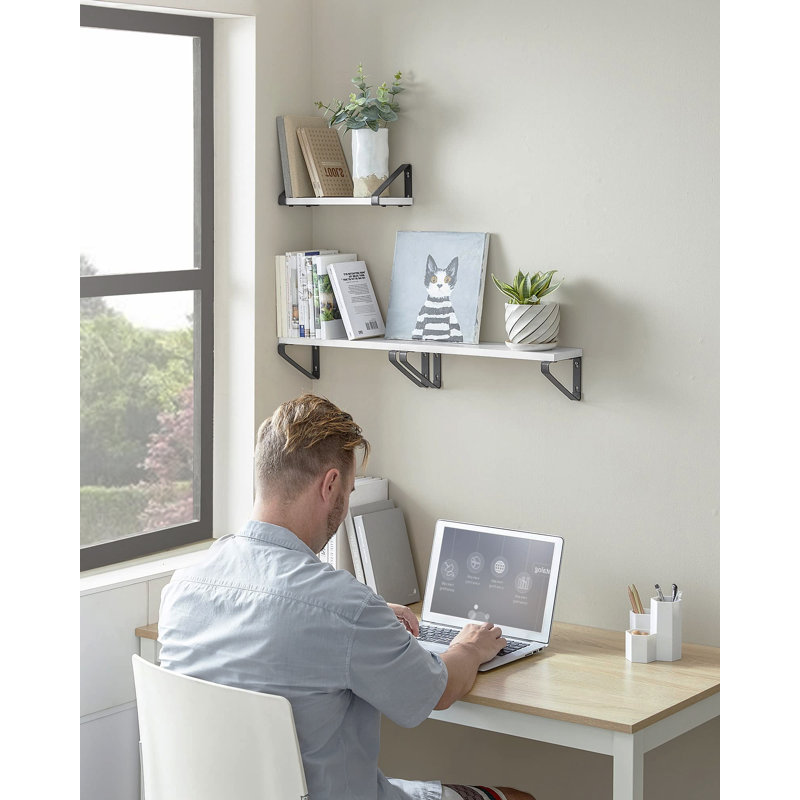 Diya 3 Piece Bracket Shelf, White/Black