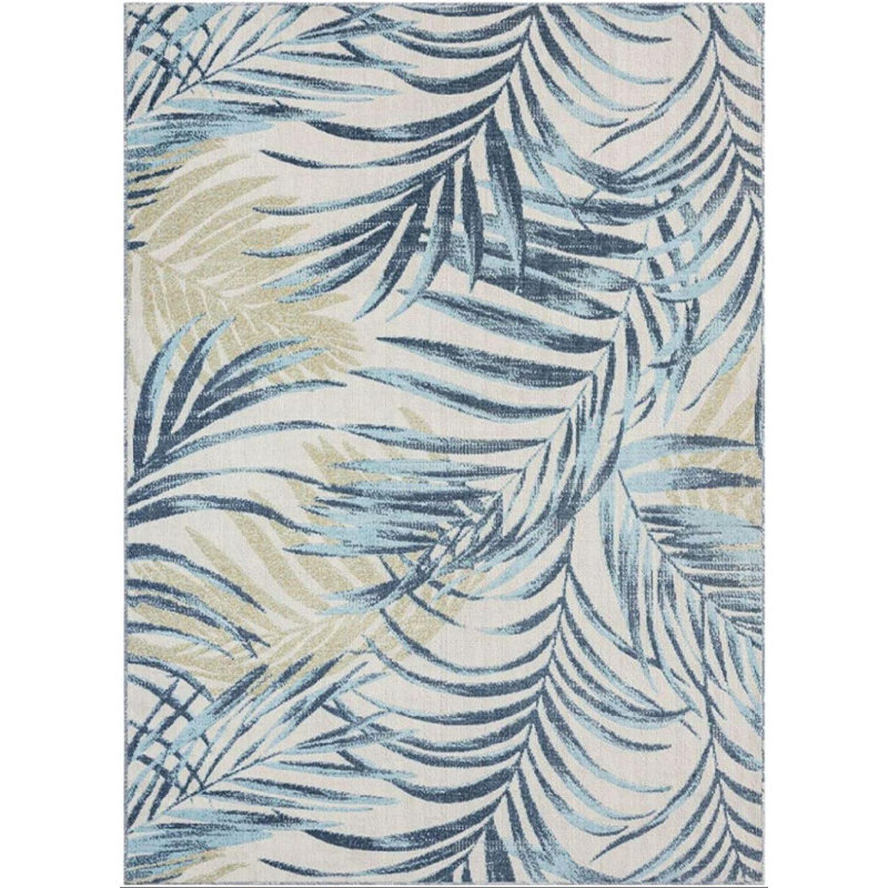 Tommy Bahama Malibu Palm Springs Coastal Indoor/Outdoor Area Rug, Ivory/Aqua Blue, Rectangle 7'10" x 10'2"