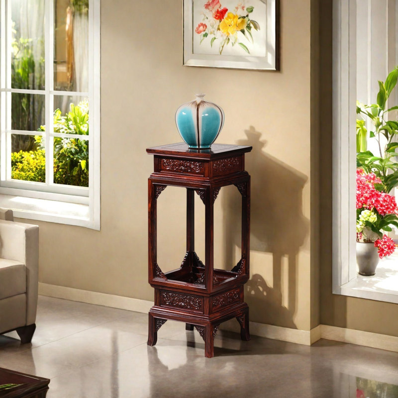 Smooth flower stand carved round edge solid wood
