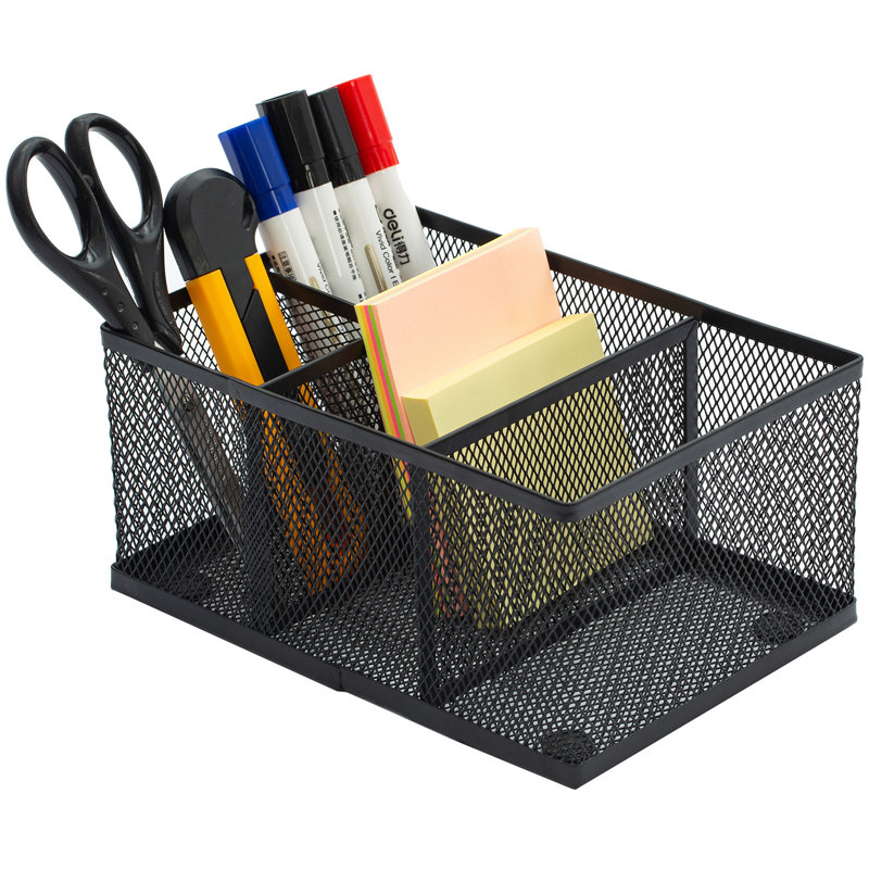 Jenai 4-Slot Metal Mesh Desk Organizer