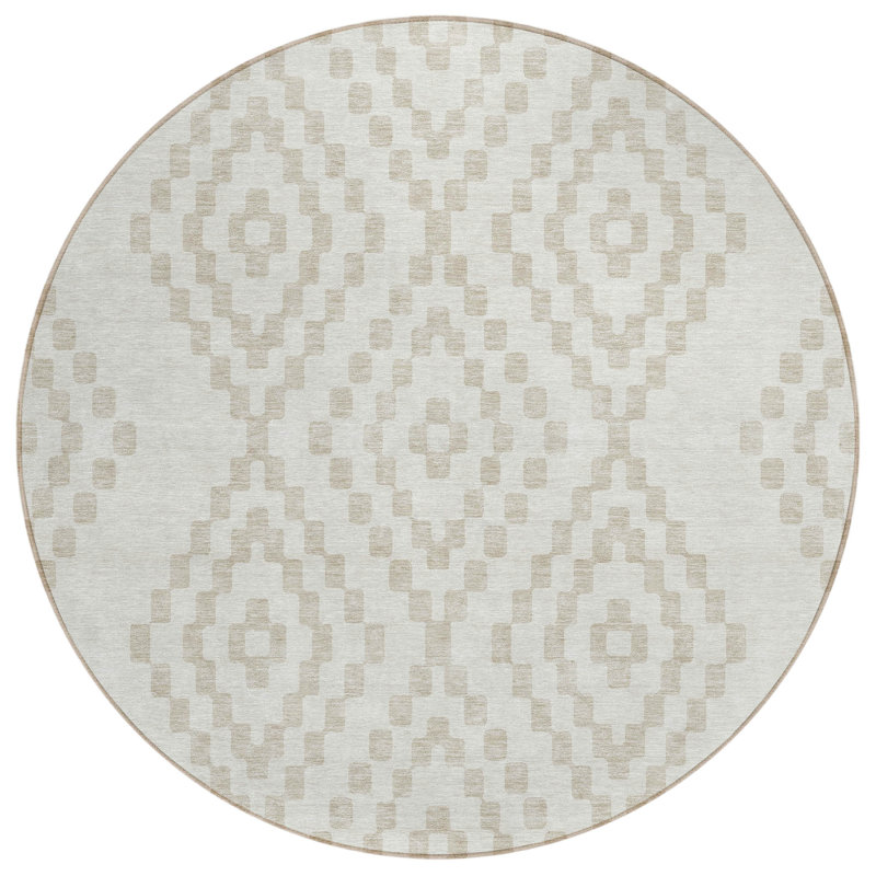 Malek Indoor/Outdoor Area Rug with Non-Slip Backing, Round 8'