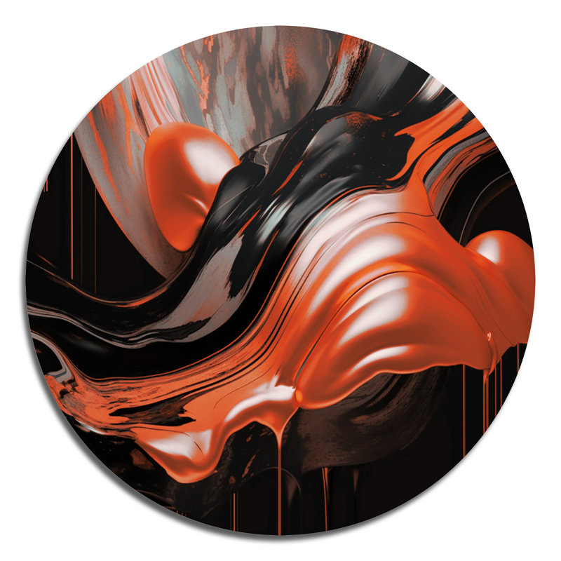 Captivating Marble Ii - Décoration murale abstraite sur métal, L 29 po x H 29 po, Orange