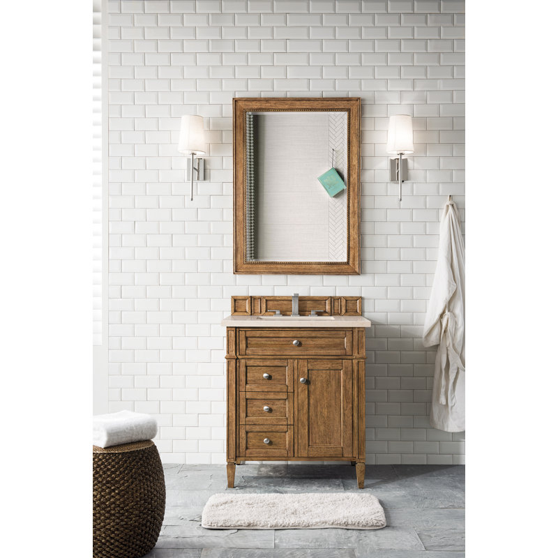 Brittany 30'' W Single Vanity, Eternal Jasmine Pearl, Saddle Brown, 8" Widespread