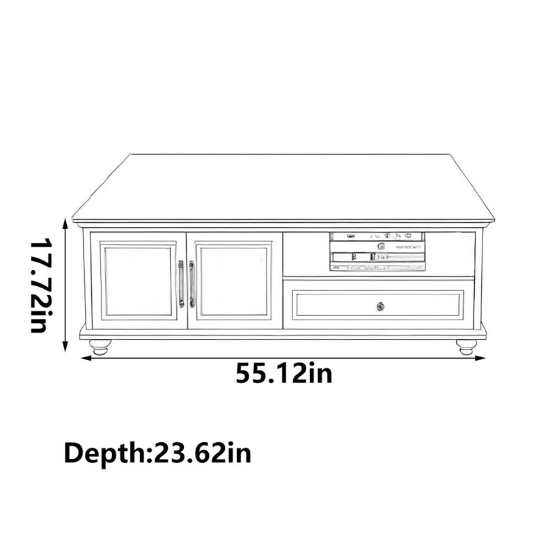 Simple and stylish popular coffee table, 17.72" H x 55.12" L x 23.62" W