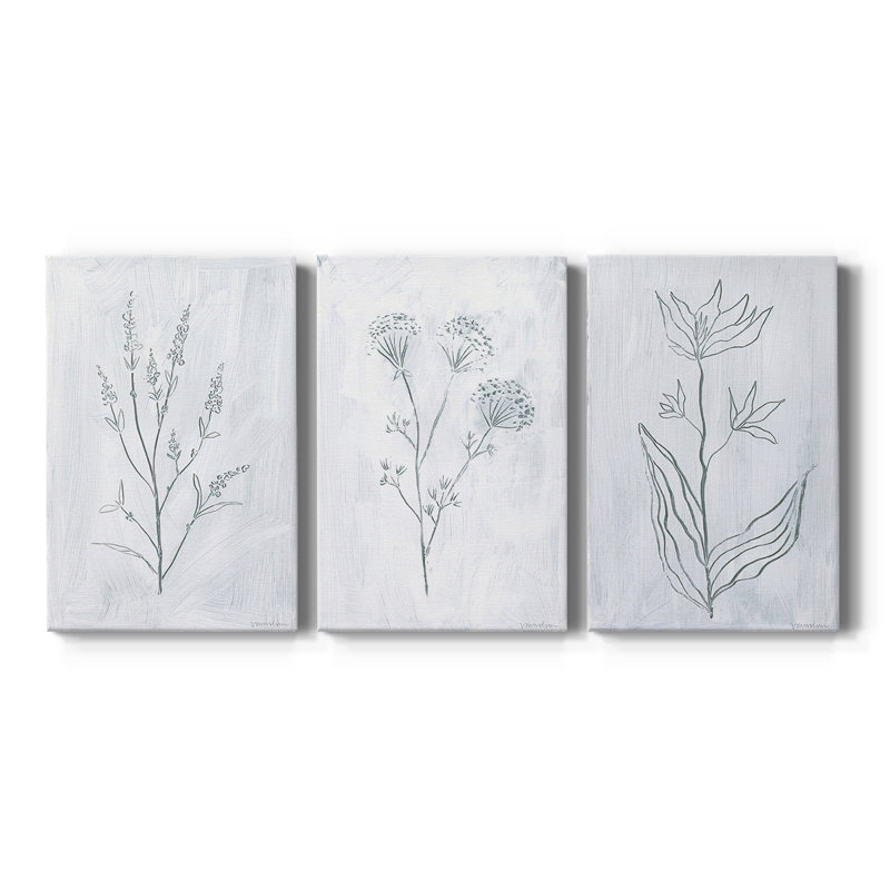 Milkweeds I - Toile tendue sur mesure avec châssis - 3 pièces, H 12 po x l 24 po