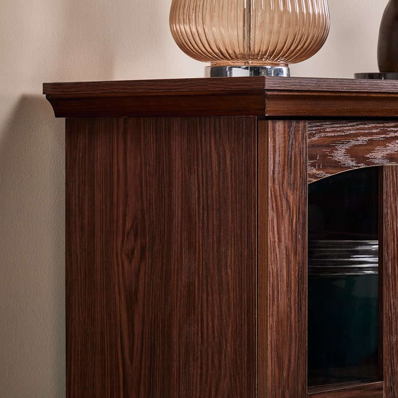 Turin 70" 4 Glass Door TV Stand, Deep Walnut