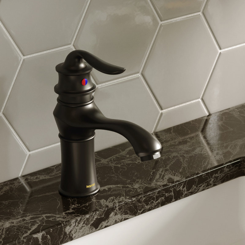 Karran Dartford Single Handle Single Hole Basin Bathroom Faucet With Matching Pop-up Drain, Matte Black
