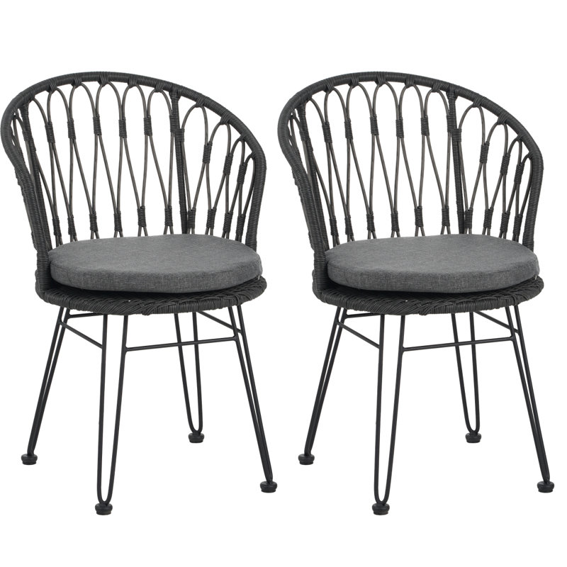 TAVON CHAIR,2PCS With 2 Cushions,Gray