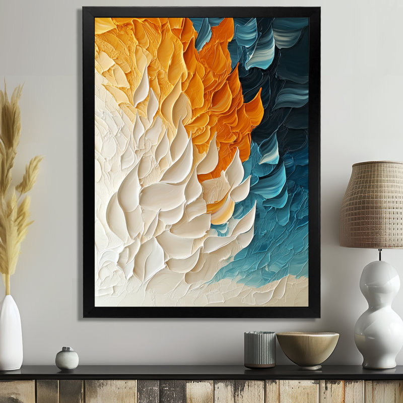 Oliveria - Abstract Wall Decor, Black, 20" H x 12" W, Single Picture Framed Print