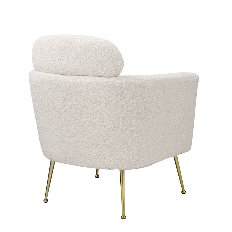 Fauteuil demi-tonneau Martain, Blanc cassé