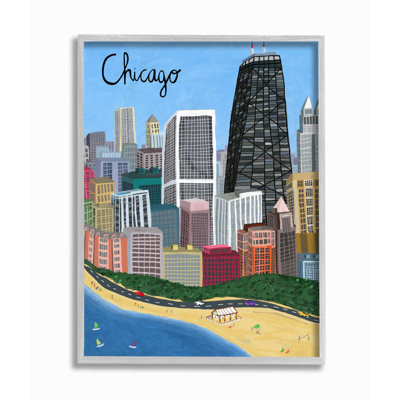 «Chicago Landmark Skyline» par Carla Daly - impression d'art graphique