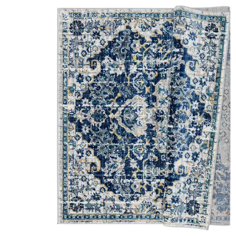 Carlin Abstract Blue Area Rug, Rectangle 8' x 10'