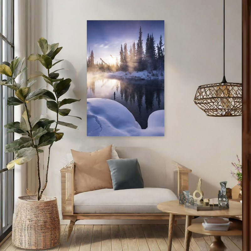«Alaskan Winter Peaceful Serene Tranquil Pine Tree Forest Landscape», reproduction d'art murale, 48" H x 32" W