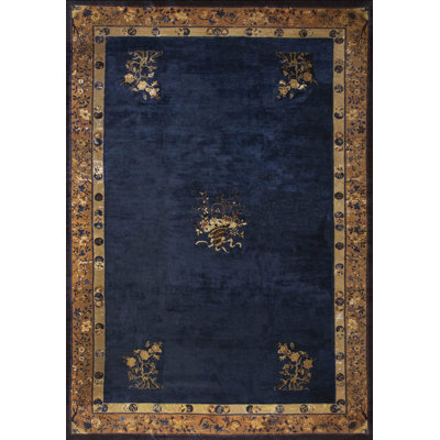 Tapis chinois de grande taille à fond bleu