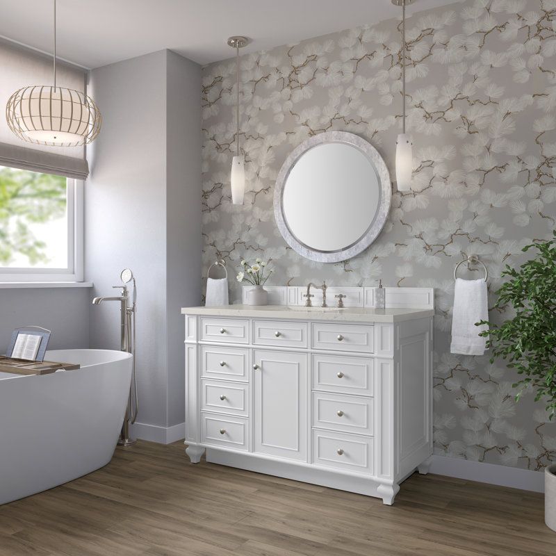 Bristol 48" W Single Vanity w/ FreePower Wireless Charger, Bright White, Siberian