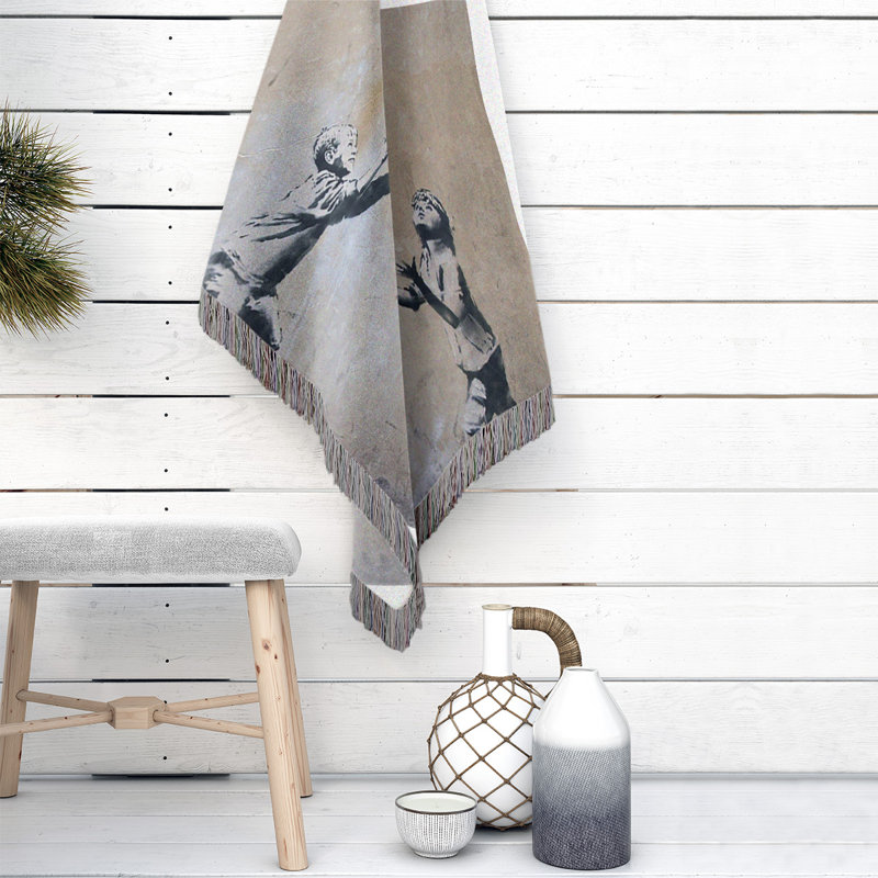 Banksy Graffiti Hand Woven Throw Blanket, 60" W x 80" L