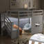 Lit mezzanine rustique Silvara avec escalier de rangement et fenêtre