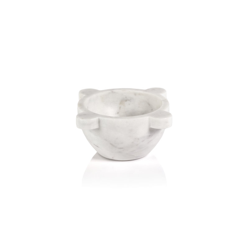 Ivy Bronx Latres Marble Serving Bowl, White, 5.5"