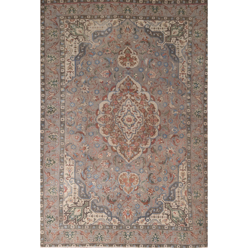 Tapis gris fait à la main 7 x 11 po