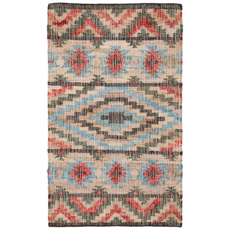 Keather Flat Weave Jute Southwestern Rug, Rectangle 3' x 5'