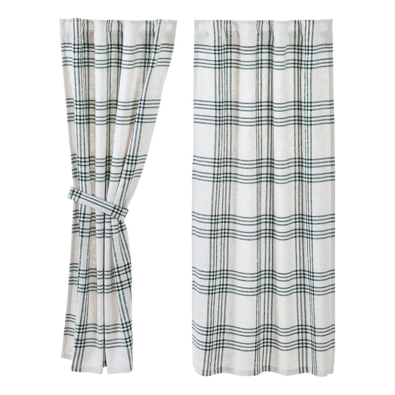 Cohe 100% Cotton Room Darkening Curtain Panel Pair, 36" W x 63" H, Green/White