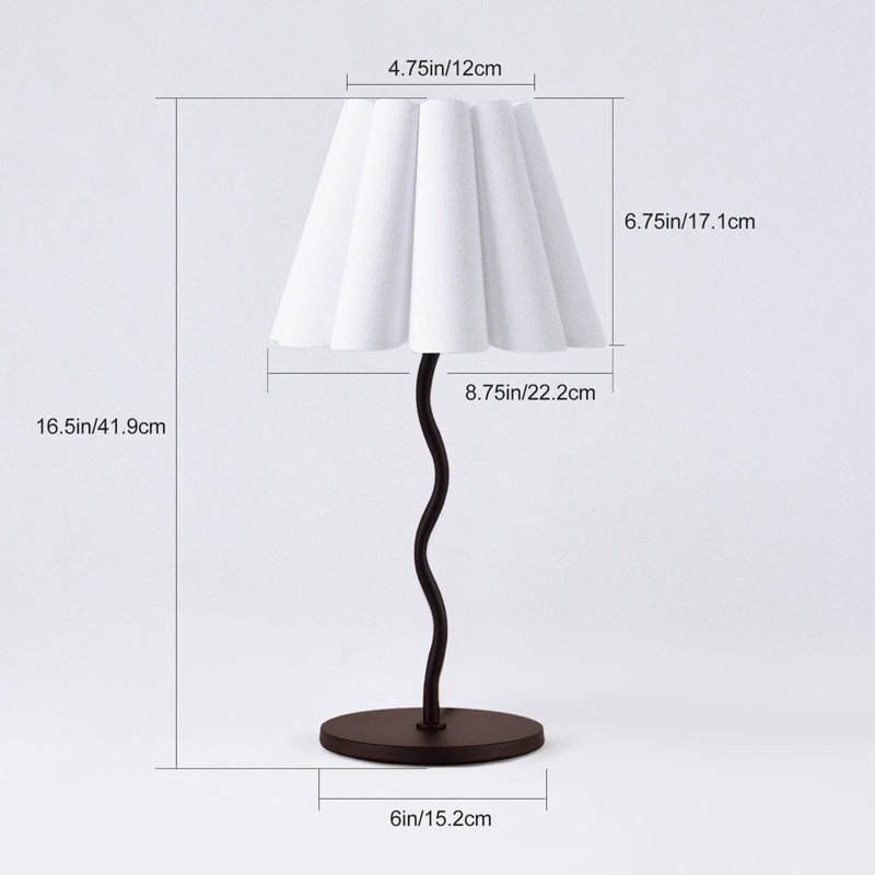 Metal Table Lamp Set with Playful White Umbrella Shade