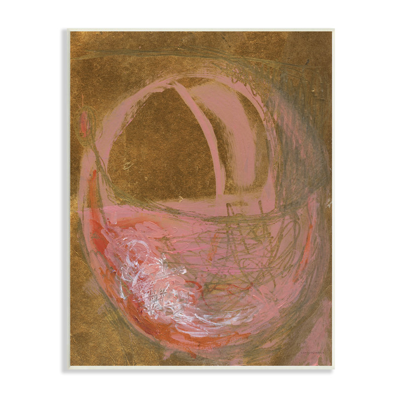 Croquis d'un cercle rose rustique abstrait graffiti, Plaque murale, H 16 po x l 20 po