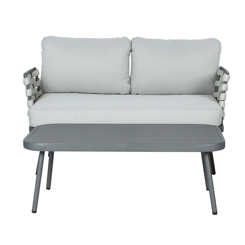 Causeuse et table en acier Mariano, Gris, Gris