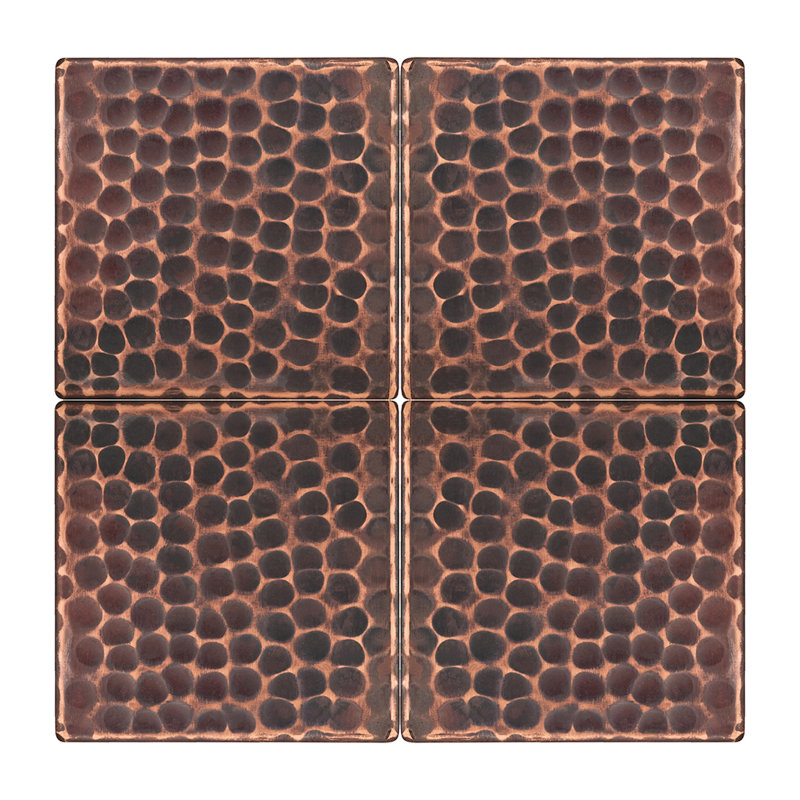 Carreau de cuivre martelé 3 po x 3 po - quantité 4