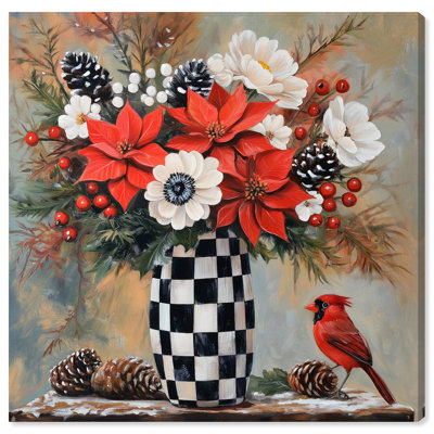 Art floral sur toile damier 