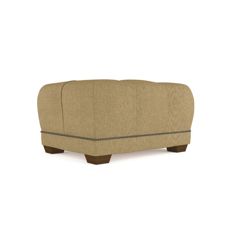 Hudson Ottoman, Box Weave Linen Bluebell, Dark Brown