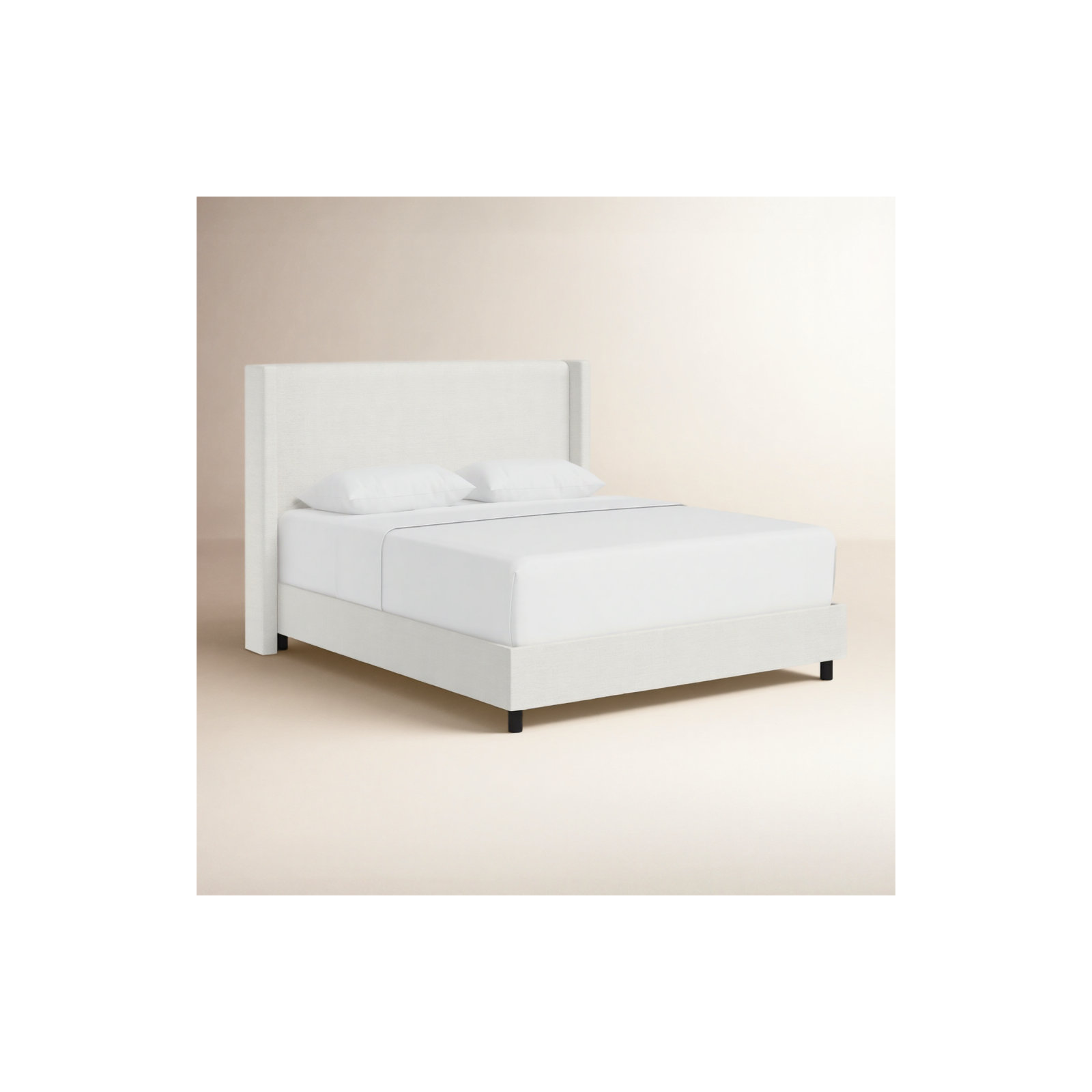 Hanson Upholstered Wingback Bed, Queen, Zuma White Textured Linen