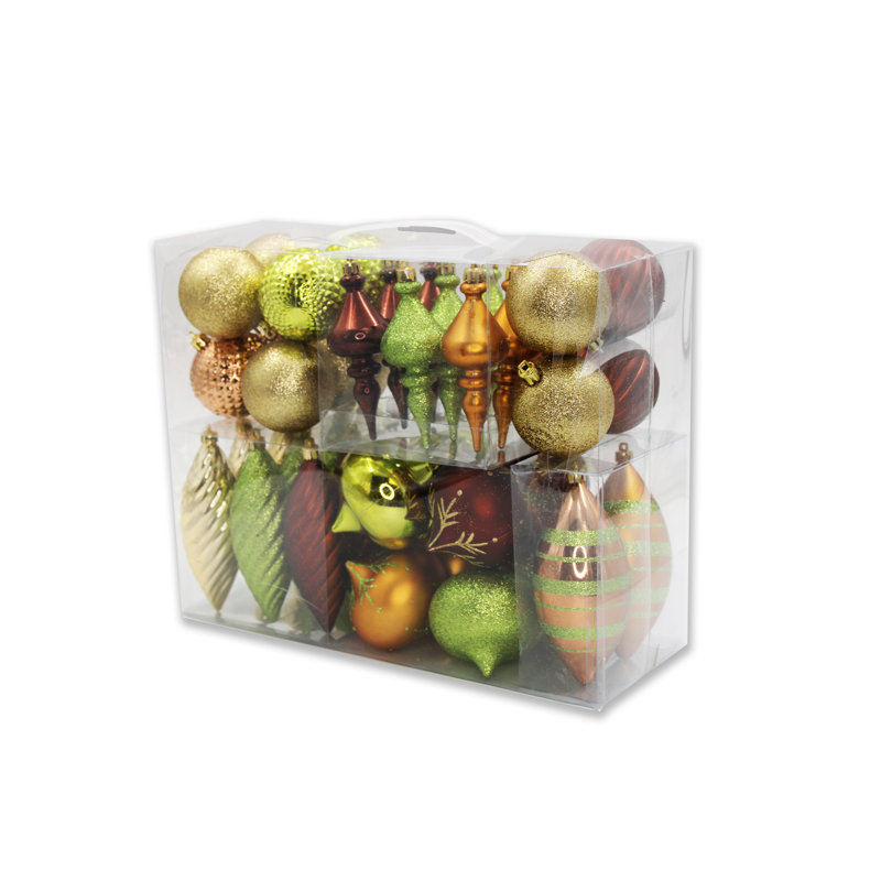 Ensemble de 40 décorations de Noël de forme arctique, Vert lime / cuivre / or / brun