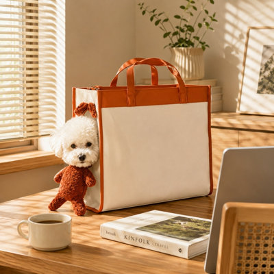 Sac de transport pour animal de compagnie grande capacité Bear-Accent avec bandoulière amovible pour chats et petits chiens